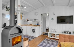 a living room with a fireplace in a room at Gorgeous Home In Gilleleje in Gilleleje