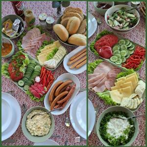a table full of different types of food on plates at Twoja Przystań Rodzinna in Jastrzębia Góra