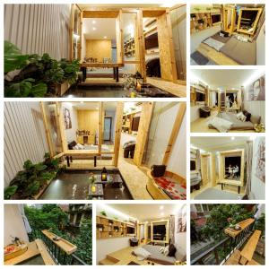 kolaż czterech zdjęć salonu w obiekcie Homestay#CL#OldQuarterView#UniqueBalcony w mieście Hanoi