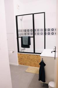 a bathroom with a sink and a window at GITES des FLANDAINES in Saint-Jean-en-Royans