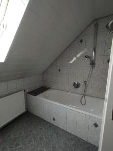 een badkamer met een douche en een bad bij MorgenTau in Bad Herrenalb