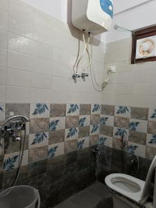 究希瑪斯的住宿－Jai Bajrangi Guest House，带淋浴、卫生间和盥洗盆的浴室
