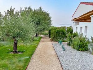 een tuin met een pad met bomen en gras bij Dimora Calauriia - Adults Only in Noto