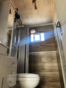 un bagno con wc e doccia di La Promesa B&B a Xuí