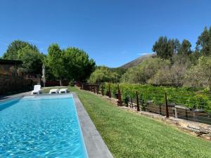 una piscina en el patio de una casa en Turismo Natureza Villa Rio, en Castanheira de Pêra