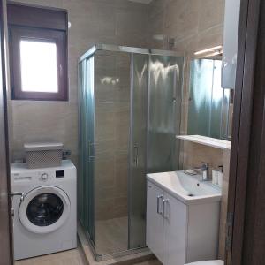 a bathroom with a washing machine and a sink at Snežna idila in Zlatibor