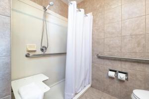 uma casa de banho com um chuveiro e um WC. em La Luna Inn, Ascend Hotel Collection em São Francisco