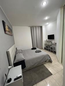 een slaapkamer met een bed en een televisie. bij Alex Rhome Apartment in Rome