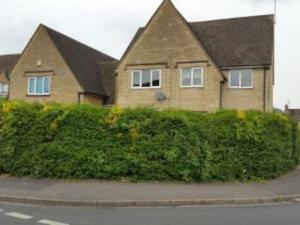 a house with a hedge in front of a house at Lovely Cosy Apartment near Water Parks in South Cerney
