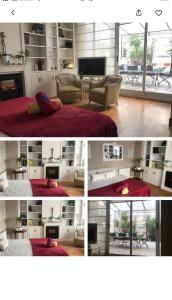 a collage of four pictures of a living room at Habitación Apartamento Suite Papillon in Valencia