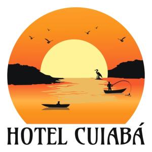 a sign that reads hotel cuba with two people in boats at Hotel Cuiabá in Cuiabá