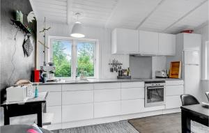 a white kitchen with white cabinets and a window at Cozy Home In Roslev With Wifi in Roslev