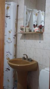 y baño con lavabo, aseo y espejo. en Turismo en san Rafael Mendoza en San Rafael