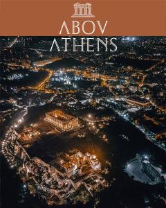 an image of a city at night with the words bow athens at AboV Athens in Athens