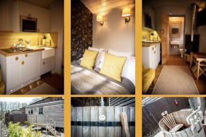 eine Collage von Bildern eines Hotelzimmers in der Unterkunft Digby's Hut in Foolow