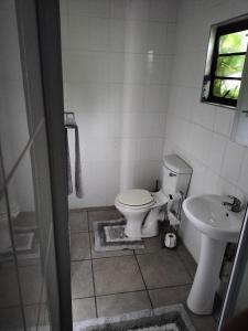 y baño con aseo y lavamanos. en Aloe Cottage - Ramsgate Ramble Rest, en Margate