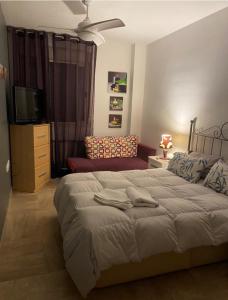 1 dormitorio con 1 cama grande y 1 sofá en Habitaciones Dulces Sueños, en Córdoba