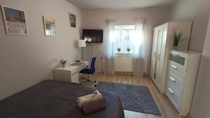 Televízia a/alebo spoločenská miestnosť v ubytovaní Apartament SREBRNY Krakowskie Przedmieście 26 + 4 fotografie