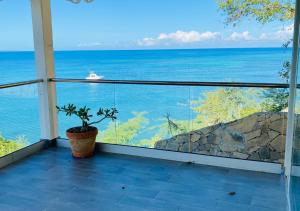 balkon z widokiem na ocean w obiekcie Villa Daniela w mieście Punta Rucia