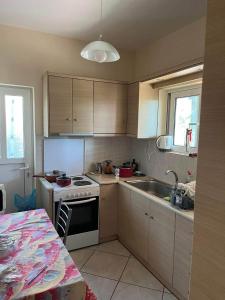 a kitchen with a sink and a stove top oven at Two-floor fully equipped maisonette in the nature 