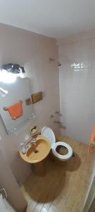 La salle de bains est pourvue de toilettes et d'un lavabo. dans l'établissement Departamento Malvinas, à Corrientes