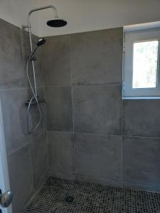 a shower with a shower head in a bathroom at Tasi Ingrina in Vila do Bispo