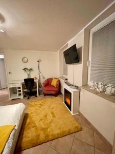 TV at/o entertainment center sa Cozy Souterrain-Flat with Sauna