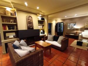 a living room with couches and a fireplace at Acogedora casa en Majadahonda in Majadahonda