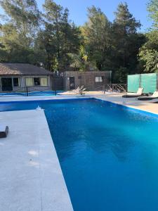 une grande piscine bleue dans une cour dans l'établissement Armonía, à Victoria