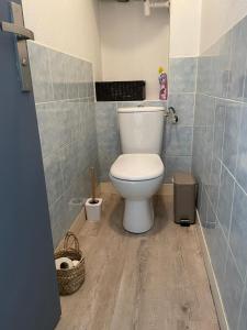 łazienka z białą toaletą w pokoju w obiekcie Joli appartement climatisé w mieście Périgueux +23 zdjęcia