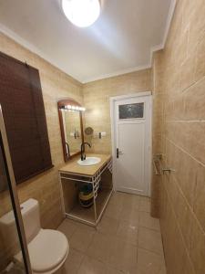 La salle de bains est pourvue d'un lavabo, de toilettes et d'un miroir. dans l'établissement Cozzy home with private entrance, au Caire