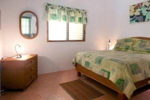a bedroom with a bed and a dresser and a mirror at Casa Por Que No in Las Galeras