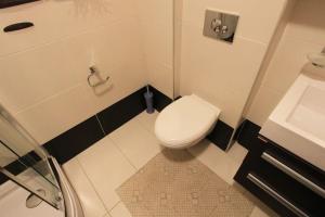 ein kleines Bad mit WC und Waschbecken in der Unterkunft Studio apartment in the centre of Budva in Budva