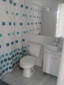 ein Bad mit einem WC und einem Waschbecken in der Unterkunft DEPTOS LA SERENA in Coquimbo