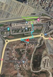 a map of the intersection of the freeway at Appartement a ksar SGHIR en face du terminal passagers de Ferry port Tanger Med in Ksar es Sghir