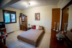 a bedroom with a bed and a tv in it at Mountain house Lailias 