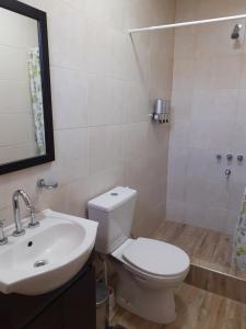 a bathroom with a white toilet and a sink at Terraverde Apartment in Ciudad Lujan de Cuyo