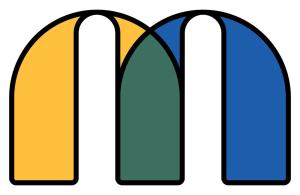 two blue and yellow archs isolated on a white background illustration at Mouradia Safara in Safara