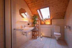 Bilik mandi di APARTMENT KLAGENFURT Landhaus Wulfenia - with Free Parking, Sauna, Smart-TV and Air Conditioning
