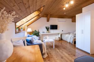 Ruang duduk di APARTMENT KLAGENFURT Landhaus Wulfenia - with Free Parking, Sauna, Smart-TV and Air Conditioning