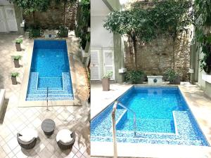 zwei Bilder eines Schwimmbads in einem Haus in der Unterkunft AmazINN Places Casco Viejo unique Desing and Pool I in Panama-Stadt