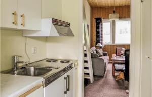 eine Küche mit einem Waschbecken und einem Sofa in einem Zimmer in der Unterkunft Cozy Apartment In Agdenes With House A Mountain View in Selva