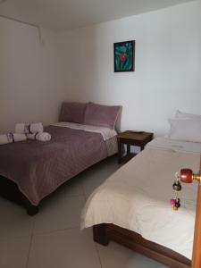 A bed or beds in a room at Cemandy Hostal