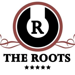 un logotipo para el bar restaurante Roosts en The Roots classic hotel, en Njeru