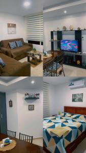 4 fotos de una sala de estar y un dormitorio en Suite con Vista al Mar, en Salinas