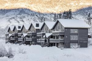 海姆瑟达尔Tinden的积雪覆盖的大建筑