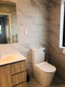 a bathroom with a toilet and a sink at Modern & Luxurious Home 2 in Auckland
