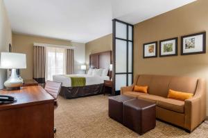 a hotel room with a bed and a couch at Comfort Inn & Suites in Griffin