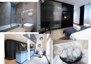 a collage of pictures of a hotel room at Doma Zagreb Aparthotel in Zagreb +220 photos