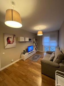 a living room with a couch and a tv at Apartamento Elena Tour in Logroño